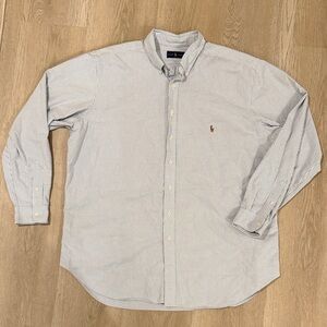 Polo by Ralph Lauren Men's White and Blue Striped Shirt